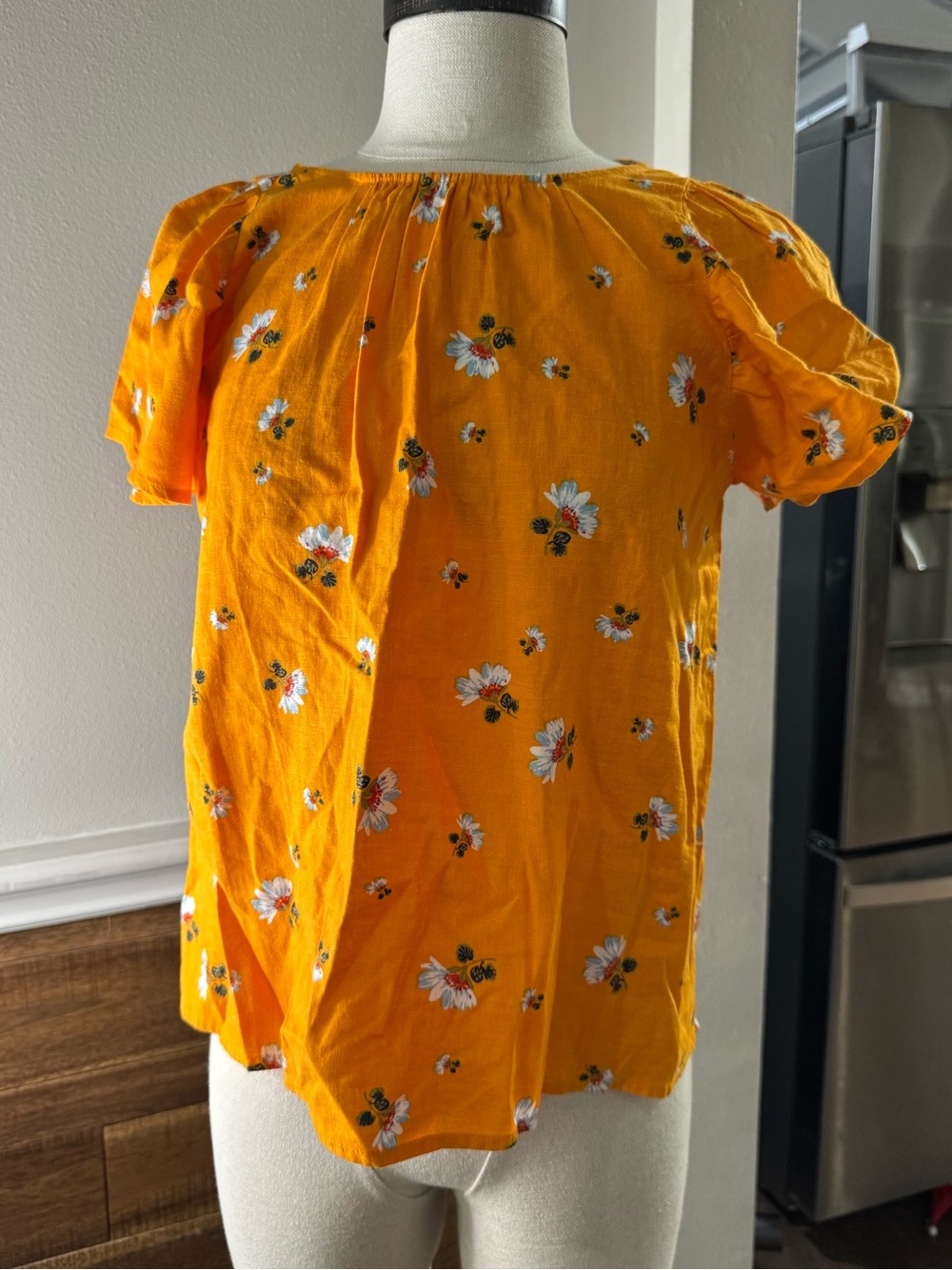LOFT Vibrant Orange Top with Floral Design